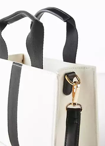 Two Tone Detachable Shoulder Strap Handbag by bonprix | Look Again