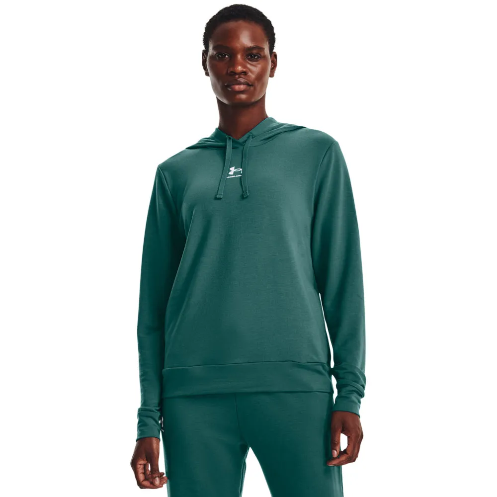 Under Armour Rival Fleece Terry Hoodie - Womens - Coastal Teal/White