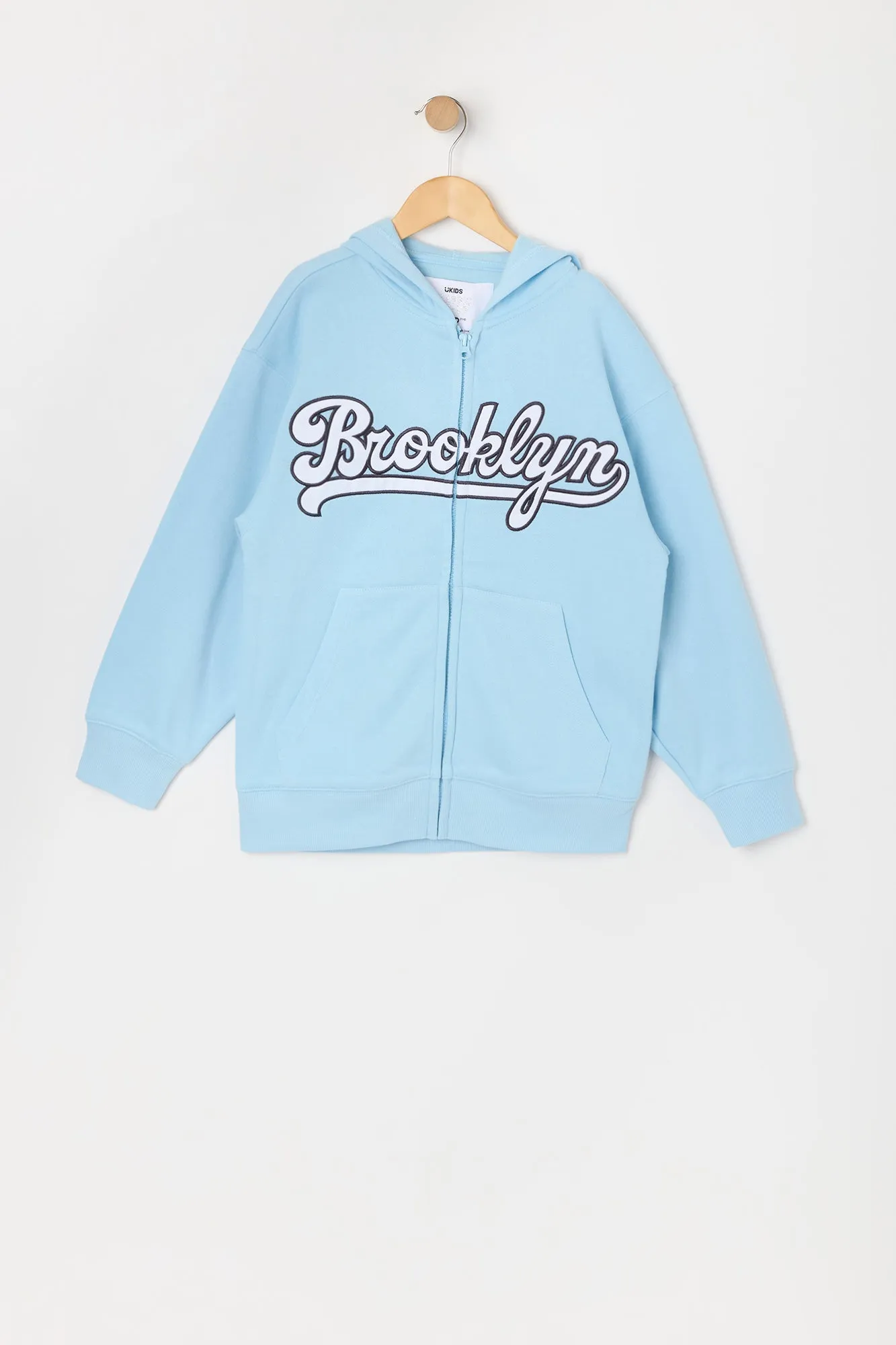 Urban Kids Girls Brooklyn Embroidered Zip-Up Fleece Hoodie