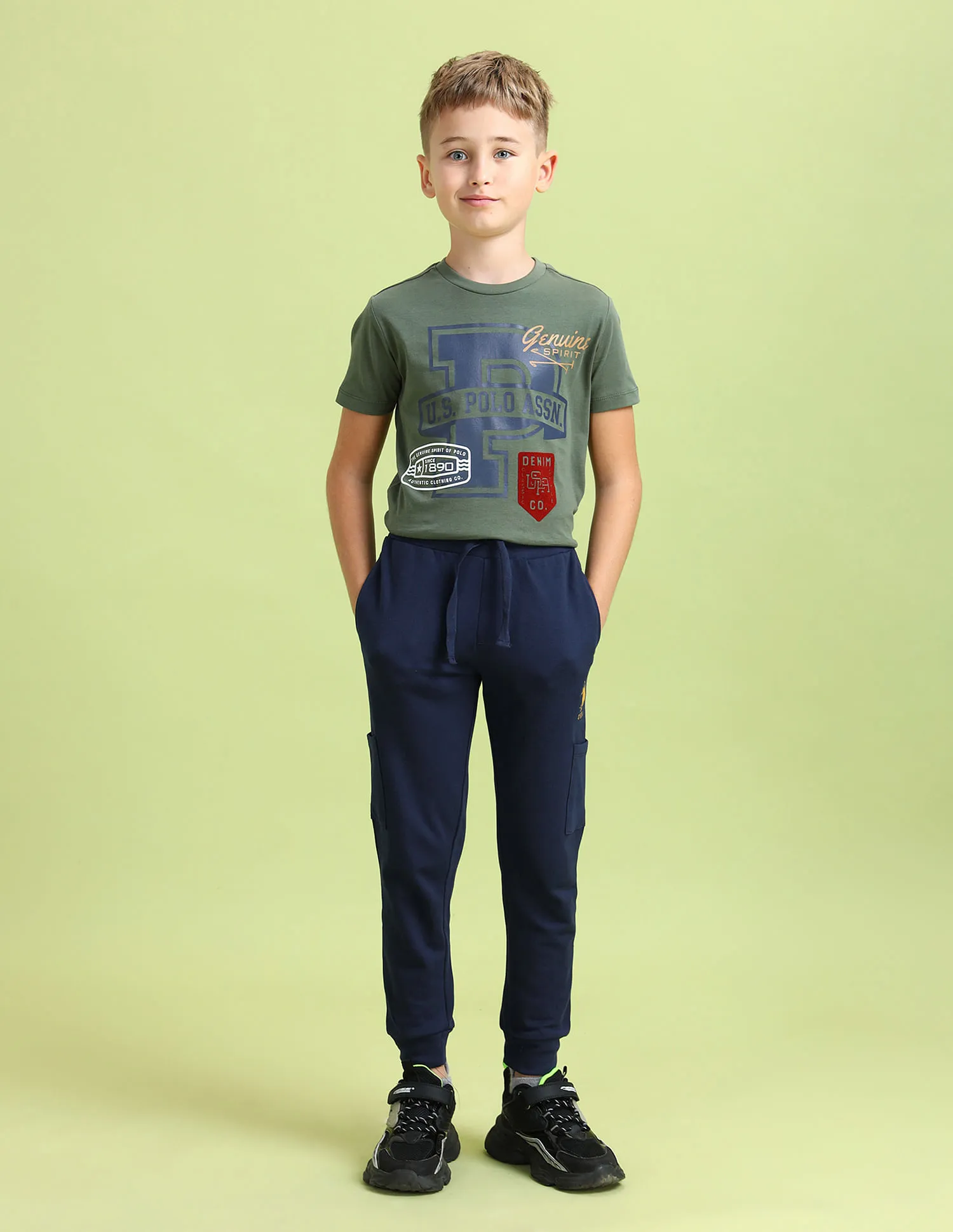 U.S. Polo Assn. Kids Boys Solid Regular Fit Joggers