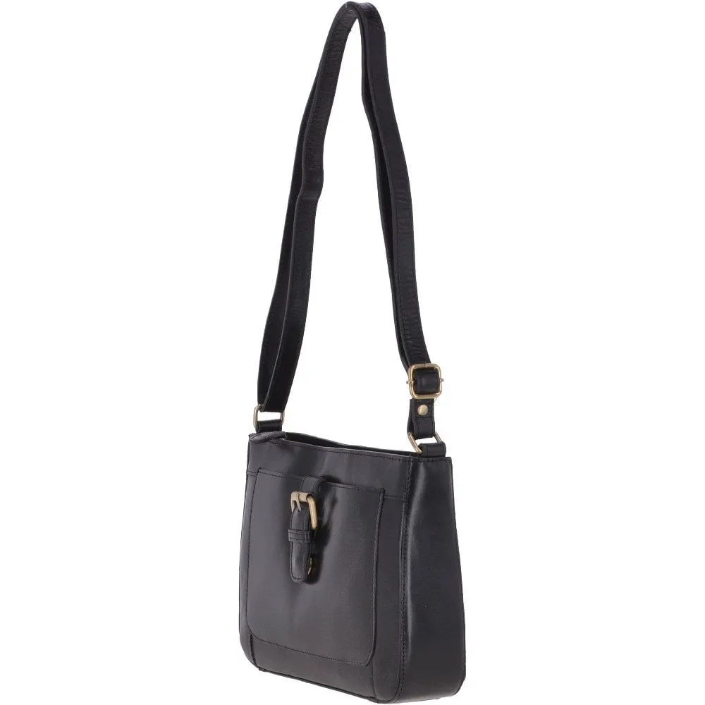 Vegetable Tanned Small Leather Shoulder Bag Black: V-27