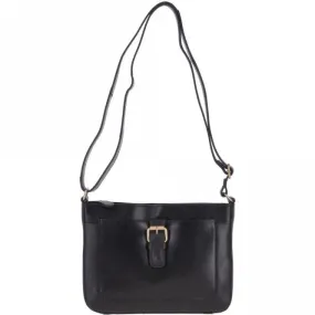 Vegetable Tanned Small Leather Shoulder Bag Black: V-27