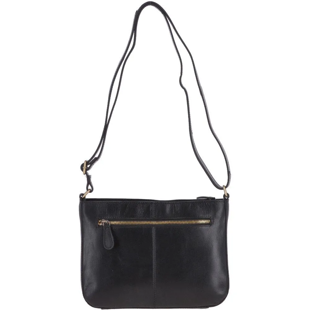 Vegetable Tanned Small Leather Shoulder Bag Black: V-27