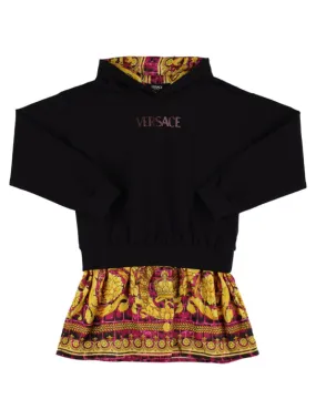 Versace   Hooded cotton & twill dress w/logo 