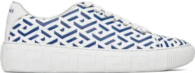 Versace White & Blue Greca Sneakers