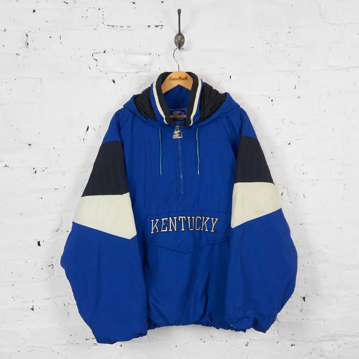 Vintage 1/4 Zip Up Kentucky Wildcats Football Padded Jacket - Blue - XL