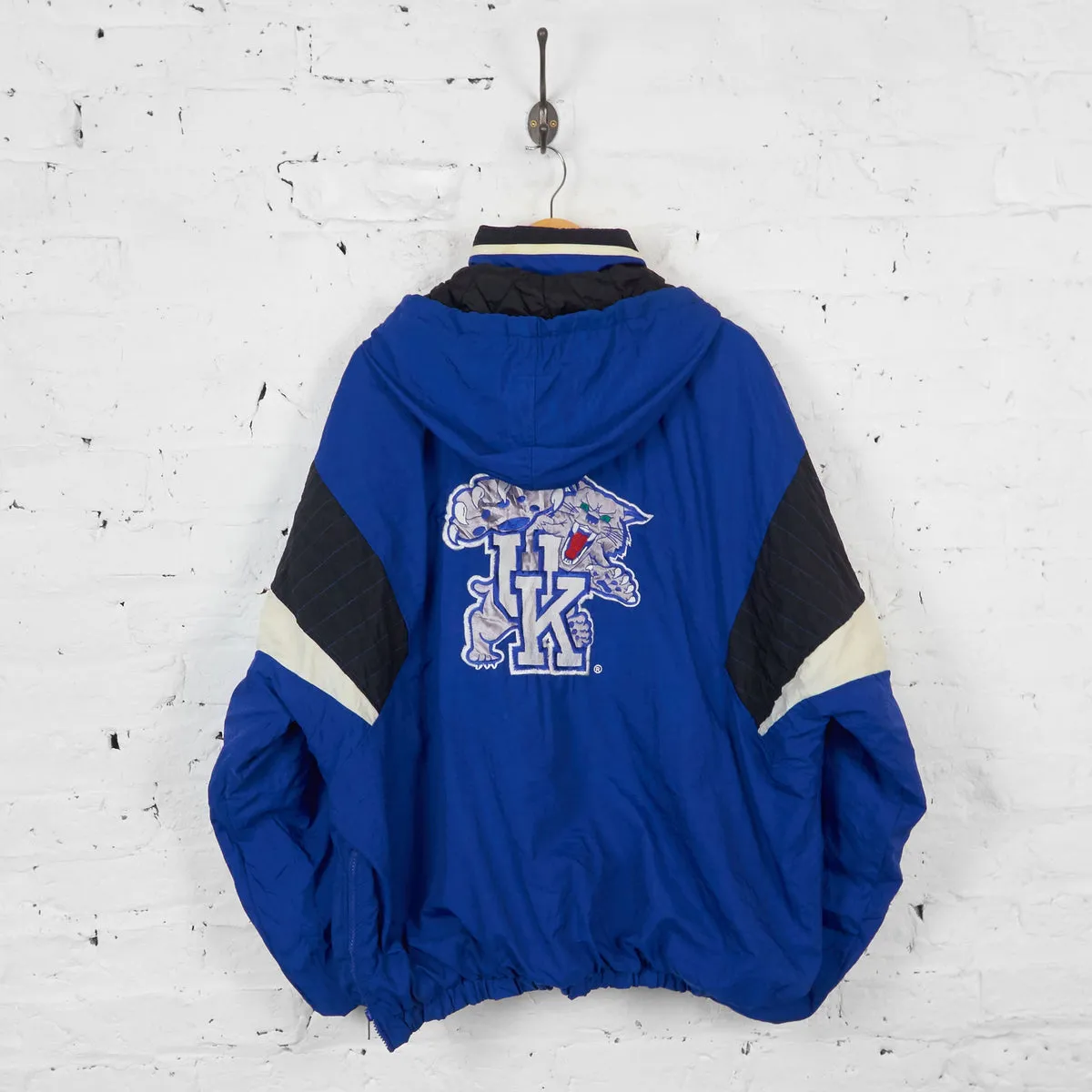 Vintage 1/4 Zip Up Kentucky Wildcats Football Padded Jacket - Blue - XL