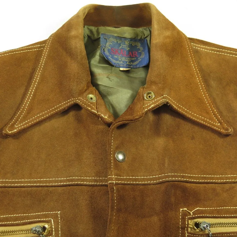 Vintage 50s Suede Leather D Pockets Jacket Mens 46 Work Rockabilly