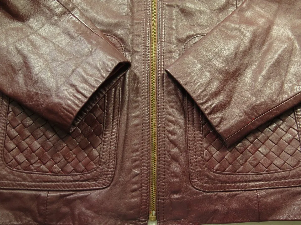 Vintage 70s Maroon Leather Jacket Mens 40 Sears the Leather Shop