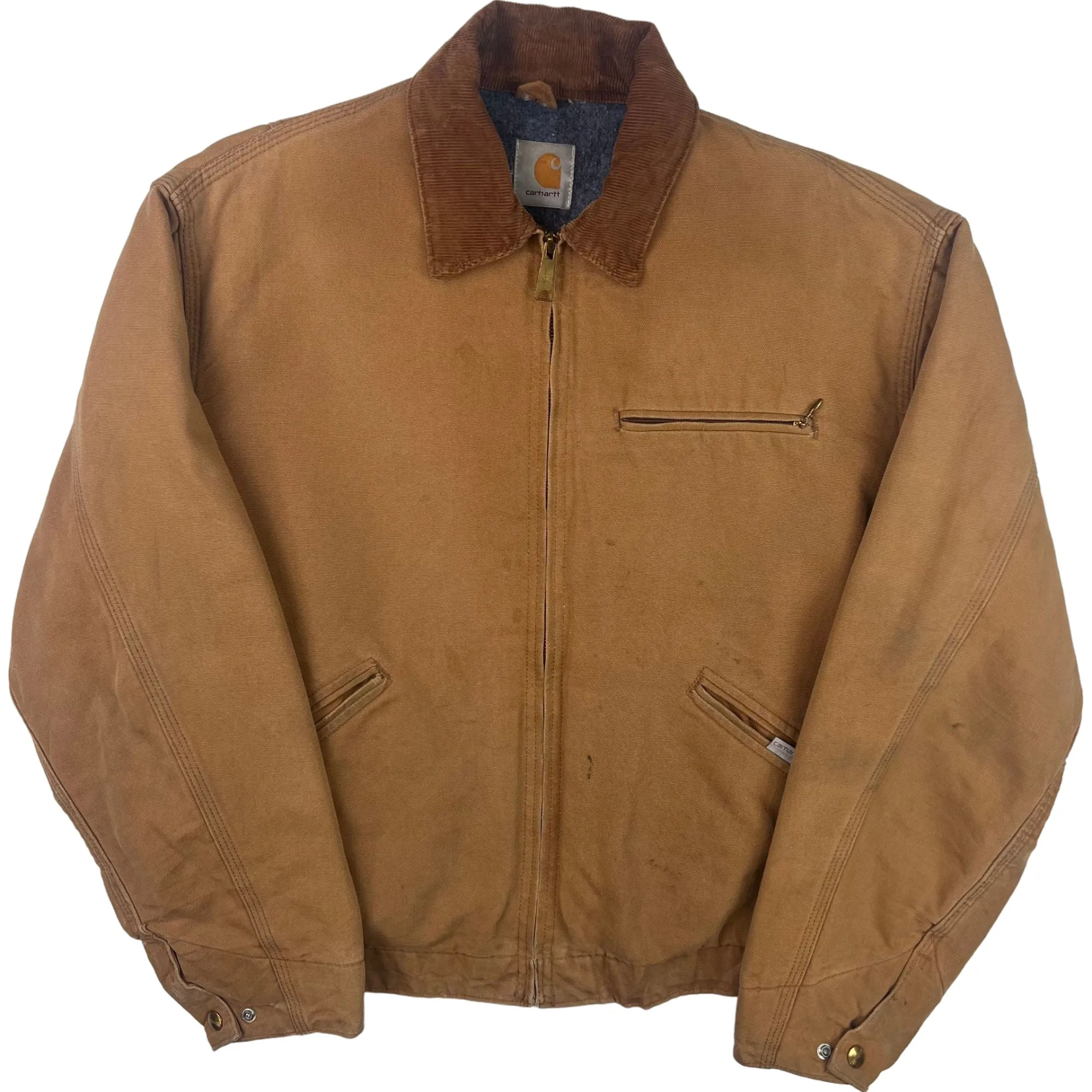 Vintage 80's Carhartt Detroit Canvas Workwear Jacket Beige Brown Rare