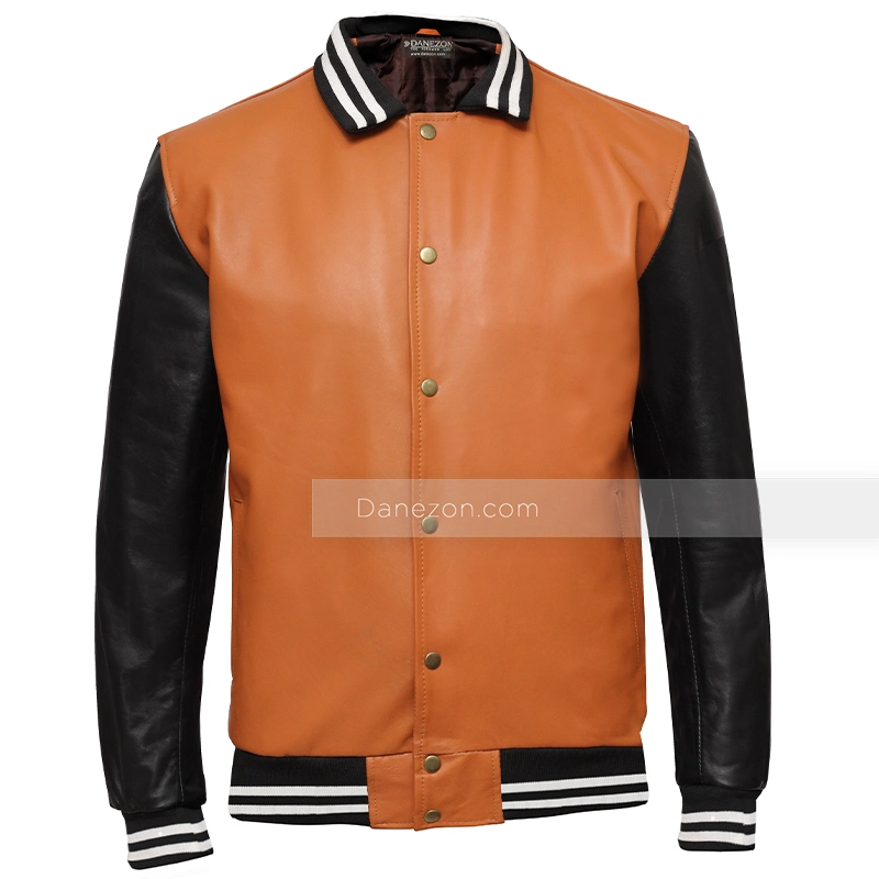 Vintage Aesthetic Handcraft Black and Brown Varsity Leather Jacket