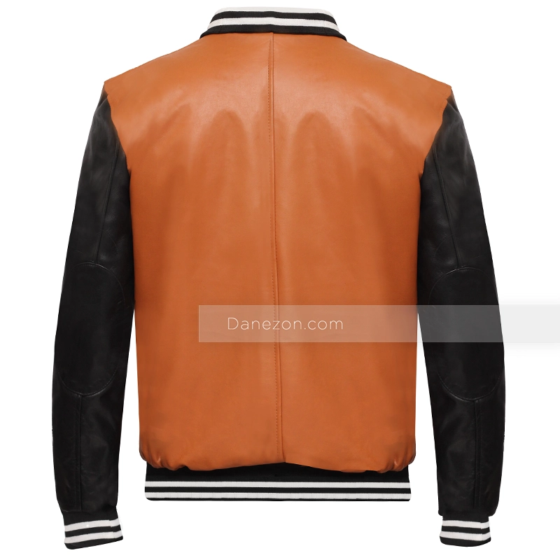 Vintage Aesthetic Handcraft Black and Brown Varsity Leather Jacket