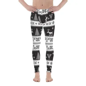 Vintage Black & White Christmas Men's Leggings