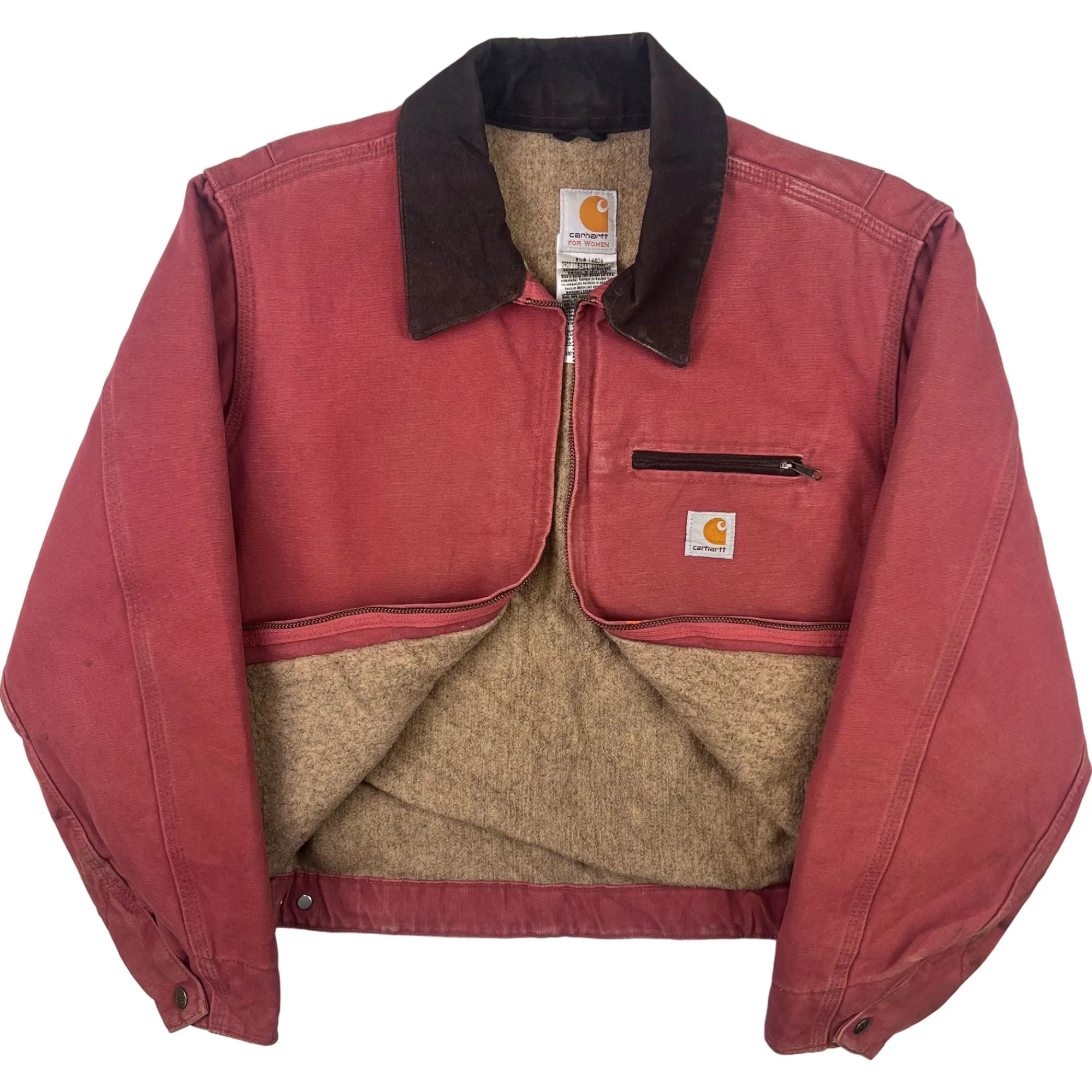 Vintage Carhartt Detroit Sherpa Workwear Jacket Rose Pink WJ097 VRS Rare