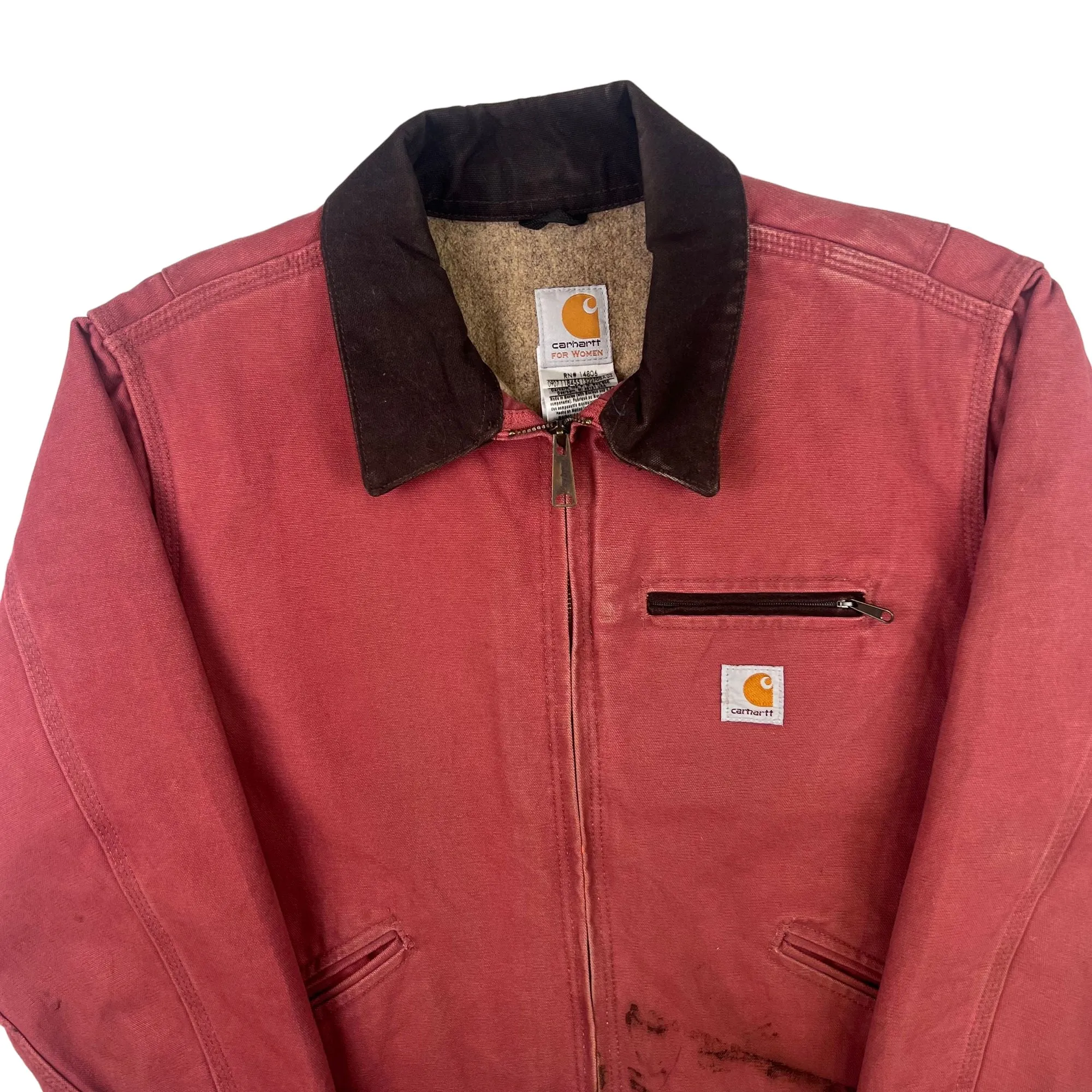 Vintage Carhartt Detroit Sherpa Workwear Jacket Rose Pink WJ097 VRS Rare