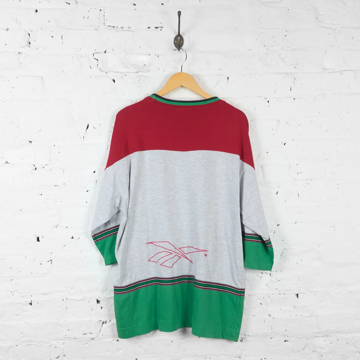 Vintage Reebok Colour Block T-shirt - Red/Green/Grey - XL