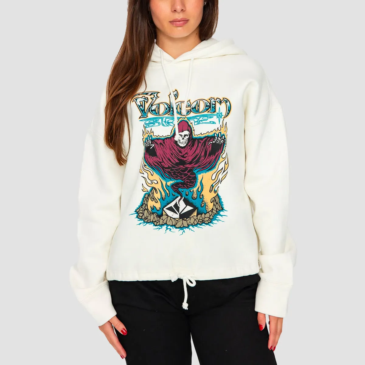 Volcom Tripstone Howl At The Moon Pullover Hoodie Star White - Womens