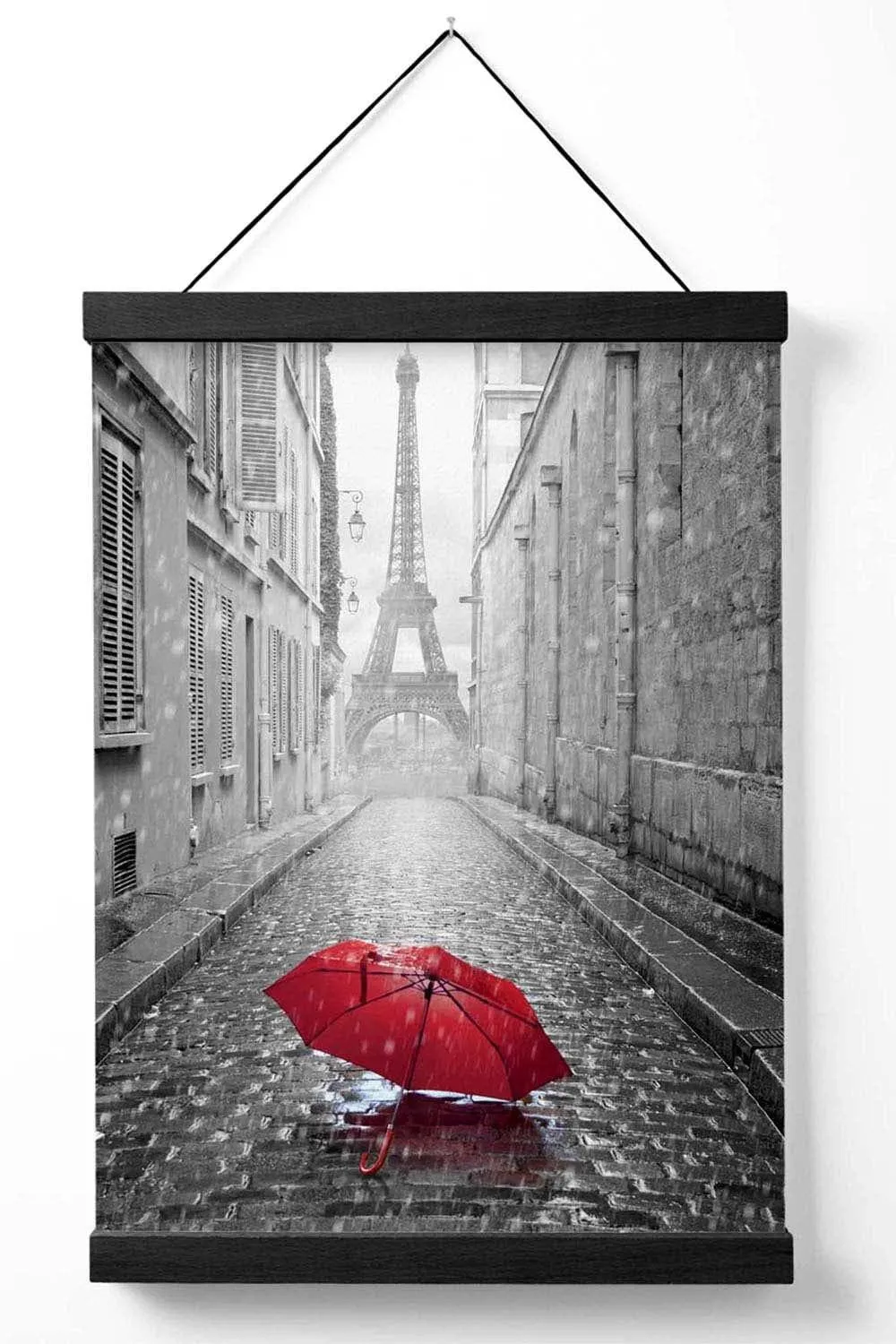 Wall Art & Pictures | Red Umbrella in Paris with Eiffel Tower  Poster with Black Hanger | ARTZE