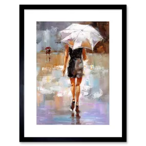 Wall Art & Pictures | Wall Art Print Woman with Umbrella City Art Framed 9x7 inch | Artery8