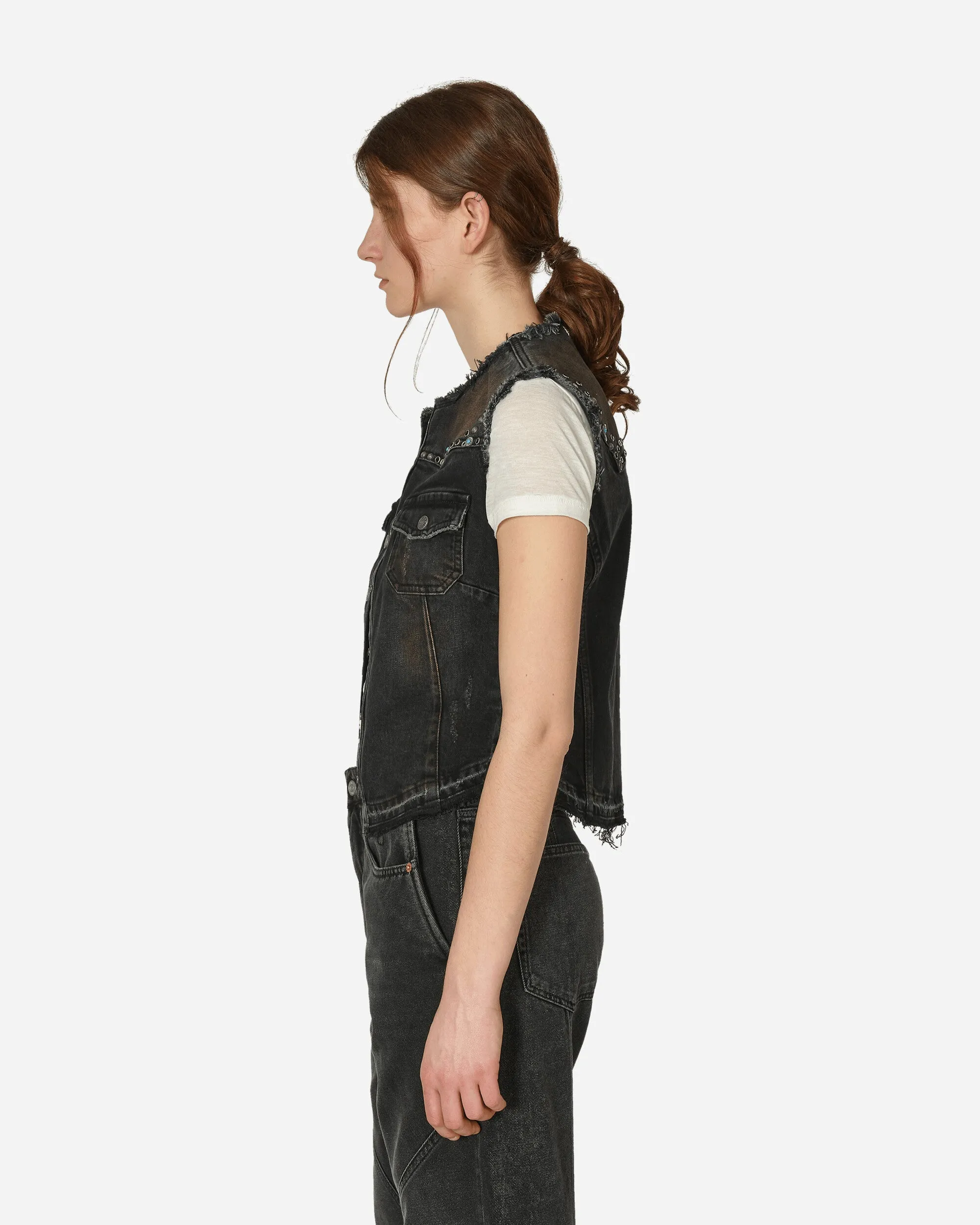 Western Denim Vest Used Black Wash