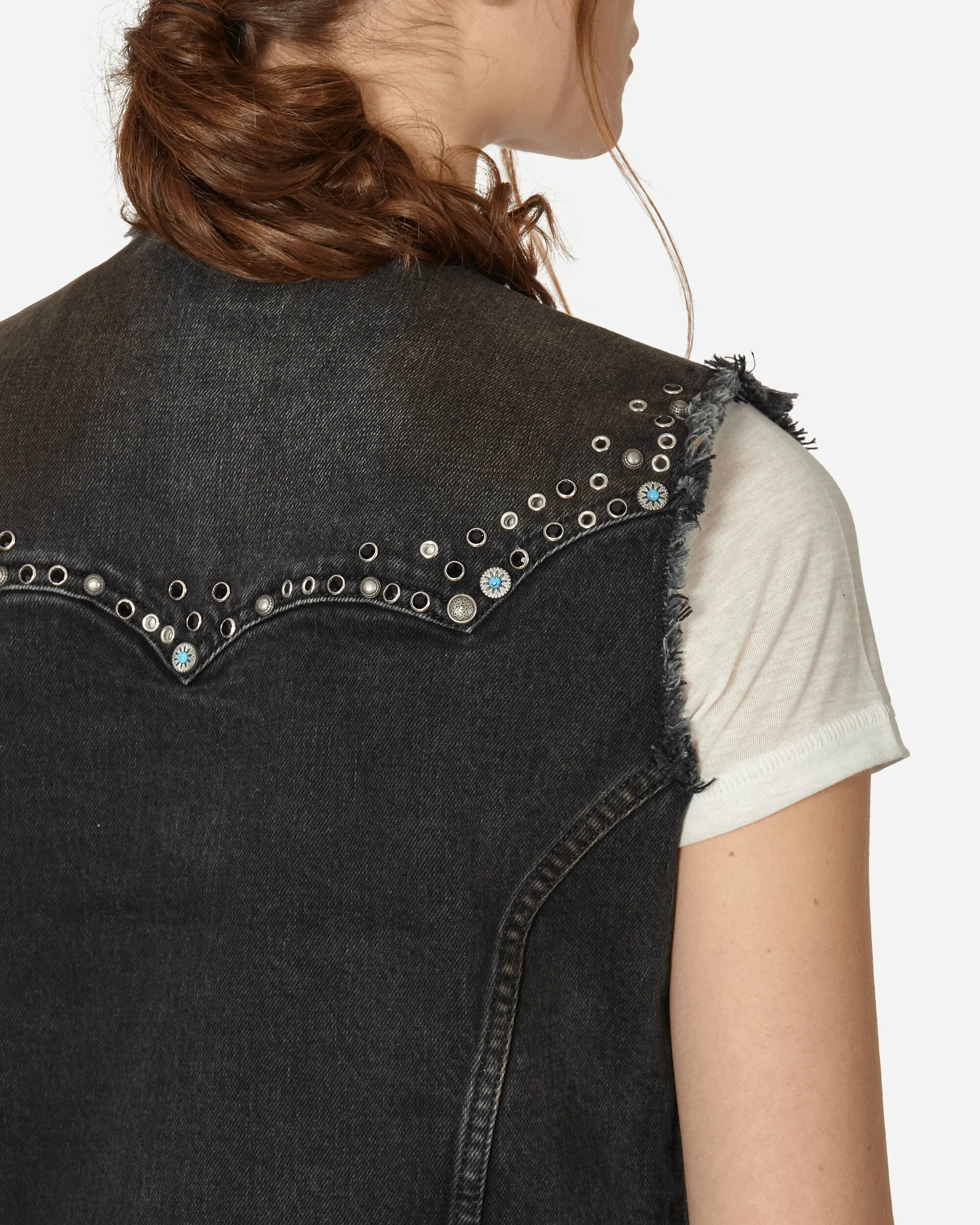 Western Denim Vest Used Black Wash