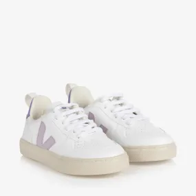 White & Purple V-10 Lace-Up Trainers