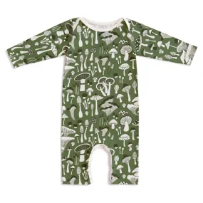 Winter Water Factory | Long Sleeve Romper in Fungi Green