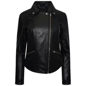 Women's Petite Ribbed Leather Biker Jacket - Belina - Barneys Originals