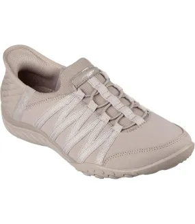 Womens/ladies roll with me trainers taupe Skechers