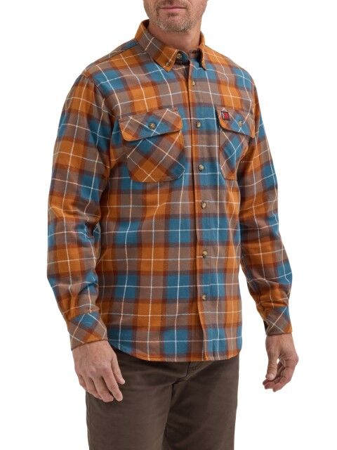 Wrangler Men's Riggs Workwear Foreman Flannel Shirt in Adobe Plaid