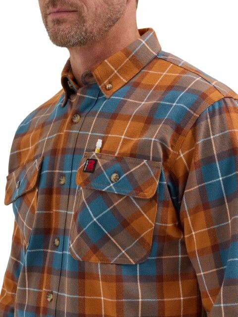 Wrangler Men's Riggs Workwear Foreman Flannel Shirt in Adobe Plaid