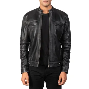 Youngster Black Leather Biker Jacket - Horizon Leathers