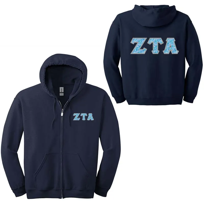 Zeta Tau Alpha Sorority Full-Zip Hoodie - G186 - TWILL