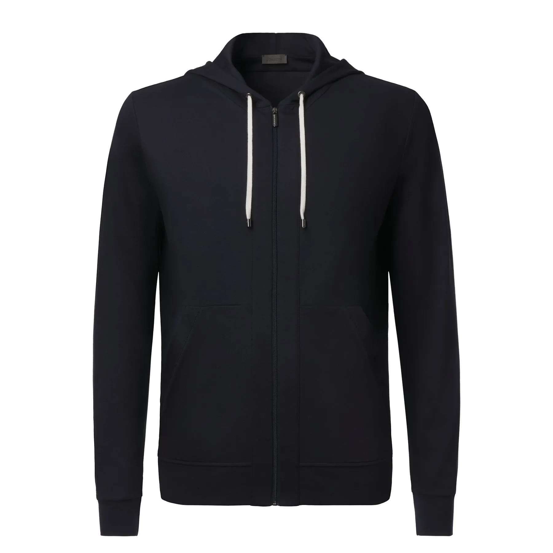  Zimmerli Stretch-Cotton Zip-Up Hoodie in Navy Blue