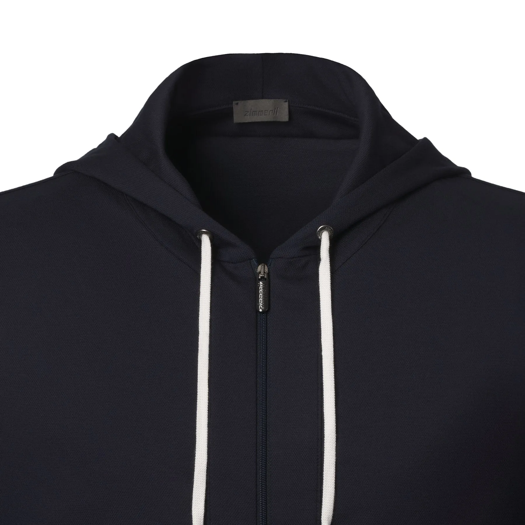  Zimmerli Stretch-Cotton Zip-Up Hoodie in Navy Blue